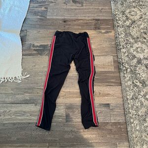 Luzette Black Red & White Side Stripe Leggings Size OS